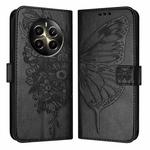 For Realme 12+ Global/Narzo 70 Pro India Embossed Butterfly Leather Phone Case(Black)