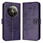 For Realme 12 Pro 5G / 12 Pro+ 5G Global Embossed Butterfly Leather Phone Case(Dark Purple)