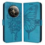 For Realme 12 Pro 5G / 12 Pro+ 5G Global Embossed Butterfly Leather Phone Case(Blue)