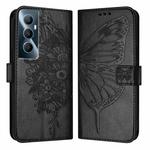 For Realme C65 4G Global Embossed Butterfly Leather Phone Case(Black)