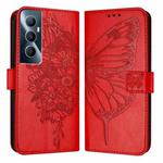 For Realme C65 4G Global Embossed Butterfly Leather Phone Case(Red)