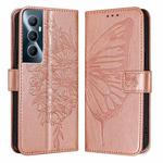 For Realme C65 4G Global Embossed Butterfly Leather Phone Case(Rose Gold)