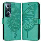 For Realme C65 4G Global Embossed Butterfly Leather Phone Case(Green)