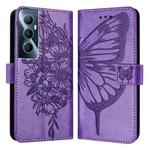 For Realme C65 4G Global Embossed Butterfly Leather Phone Case(Light Purple)