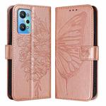 For Realme GT Neo 3T Embossed Butterfly Leather Phone Case(Rose Gold)