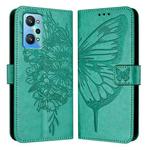 For Realme GT Neo 3T Embossed Butterfly Leather Phone Case(Green)