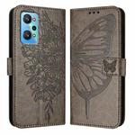 For Realme GT Neo 3T Embossed Butterfly Leather Phone Case(Grey)