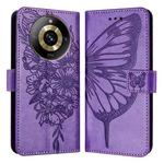 For Realme Narzo 60 Pro Global Embossed Butterfly Leather Phone Case(Light Purple)
