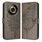 For Realme Narzo 60 Pro Global Embossed Butterfly Leather Phone Case(Grey)