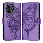 For Realme Note 50 4G Global / C51 4G Embossed Butterfly Leather Phone Case(Light Purple)