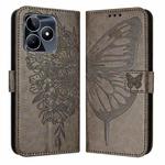 For Realme Note 50 4G Global / C51 4G Embossed Butterfly Leather Phone Case(Grey)