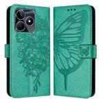 For Realme C53 India/Narzo N53 4G Global Embossed Butterfly Leather Phone Case(Green)