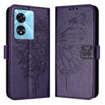 For Realme V23 / Narzo 50 5G Embossed Butterfly Leather Phone Case(Dark Purple)