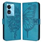 For Realme V23 / Narzo 50 5G Embossed Butterfly Leather Phone Case(Blue)