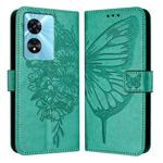 For Realme V23 / Narzo 50 5G Embossed Butterfly Leather Phone Case(Green)