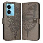 For Realme V23 / Narzo 50 5G Embossed Butterfly Leather Phone Case(Grey)