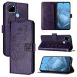 For Realme C21Y Embossed Butterfly Leather Phone Case(Dark Purple)