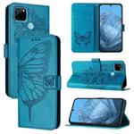 For Realme C21Y Embossed Butterfly Leather Phone Case(Blue)