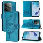 For Realme GT 6 5G Global Embossed Butterfly Leather Phone Case(Blue)