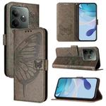 For Realme GT 6 5G Global Embossed Butterfly Leather Phone Case(Grey)