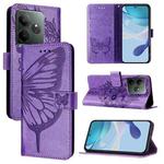 For Realme GT 6T 5G Global Embossed Butterfly Leather Phone Case(Light Purple)