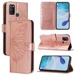 For Realme C17 / 7i Embossed Butterfly Leather Phone Case(Rose Gold)