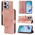 For Realme 14 5G Global / P3 5G India Embossed Butterfly Leather Phone Case(Rose Gold)