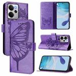 For Realme 14 5G Global / P3 5G India Embossed Butterfly Leather Phone Case(Light Purple)