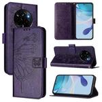 For Realme Narzo 80 Pro / 14 Pro 5G India Embossed Butterfly Leather Phone Case(Dark Purple)