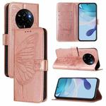 For Realme Narzo 80 Pro / 14 Pro 5G India Embossed Butterfly Leather Phone Case(Rose Gold)