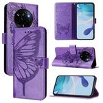 For Realme Narzo 80 Pro / 14 Pro 5G India Embossed Butterfly Leather Phone Case(Light Purple)
