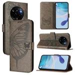 For Realme Narzo 80 Pro / 14 Pro 5G India Embossed Butterfly Leather Phone Case(Grey)