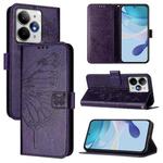 For Realme Neo7 Turbo 5G Embossed Butterfly Leather Phone Case(Dark Purple)