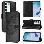 For Realme V70 / 14x Global / C75 5G Embossed Butterfly Leather Phone Case(Black)