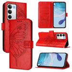For Realme C71 4G Global Embossed Butterfly Leather Phone Case(Red)