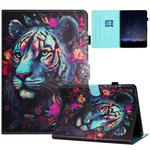 For Lenovo Tab M10 Painted Litchi Leather Sewing Smart Tablet Case(Tiger)