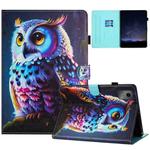 For Lenovo Tab M11/ Xiaoxin Pad 11 2024 Painted Litchi Leather Sewing Smart Tablet Case(Colorful Owl)