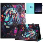 For Samsung Galaxy Tab A 8.0 T350 Painted Litchi Leather Sewing Smart Tablet Case(Tiger)