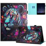 For Samsung Galaxy Tab A7 Lite T220 Painted Litchi Leather Sewing Tablet Case(Tiger)