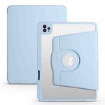 For iPad Air 13 2024 Acrylic 360 Degree Rotation Holder Leather Tablet Case(Ice Blue)