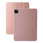 For iPad Pro 13 2024 Three-fold Holder Flip Tablet Leather Case(Rose Gold)