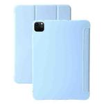 For iPad Pro 13 2024 Three-fold Holder Flip Tablet Leather Case(Sky Blue)