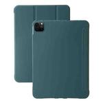 For iPad Pro 13 2024 Three-fold Holder Flip Tablet Leather Case(Dark Green)