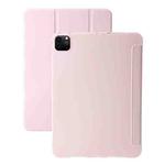 For iPad Pro 13 2024 Three-fold Holder Flip Tablet Leather Case(Light Pink)