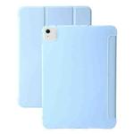 For iPad Air 13 2024 Three-fold Holder Flip Tablet Leather Case(Sky Blue)