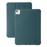 For iPad Air 13 2024 Three-fold Holder Flip Tablet Leather Case(Dark Green)