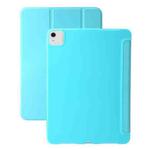 For iPad Air 13 2024 Three-fold Holder Flip Tablet Leather Case(Mint Blue)