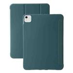 For iPad Air 11 2024 Three-fold Holder Flip Tablet Leather Case(Dark Green)