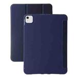 For iPad Air 11 2024 Three-fold Holder Flip Tablet Leather Case(Dark Blue)