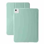 For iPad Air 11 2024 Three-fold Holder Flip Tablet Leather Case(Mint Green)